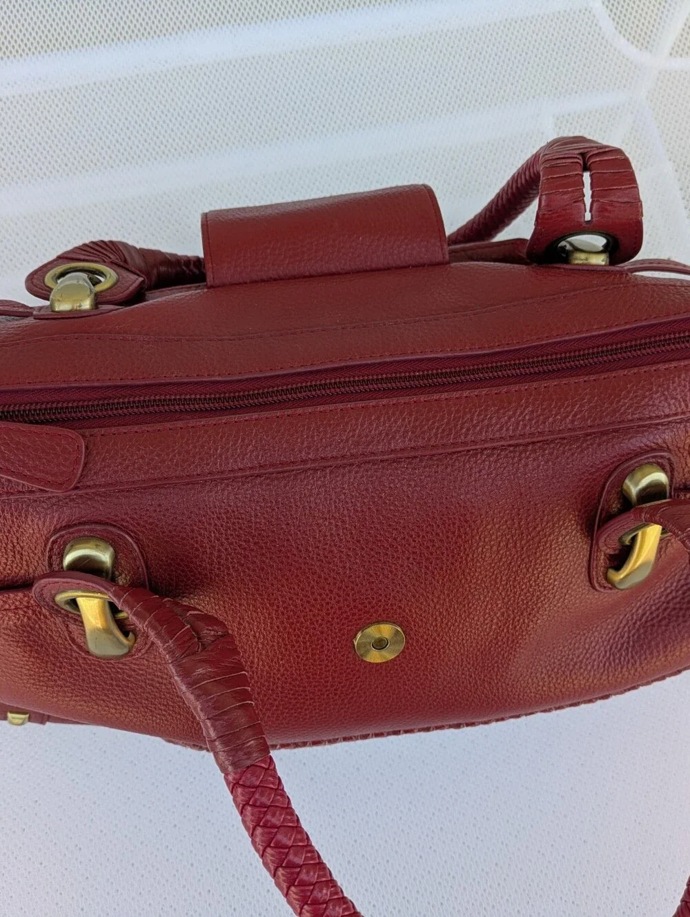 Sharif 1827 Red Leather Panther Hardware Satchel Tote Bag Y2K VTG